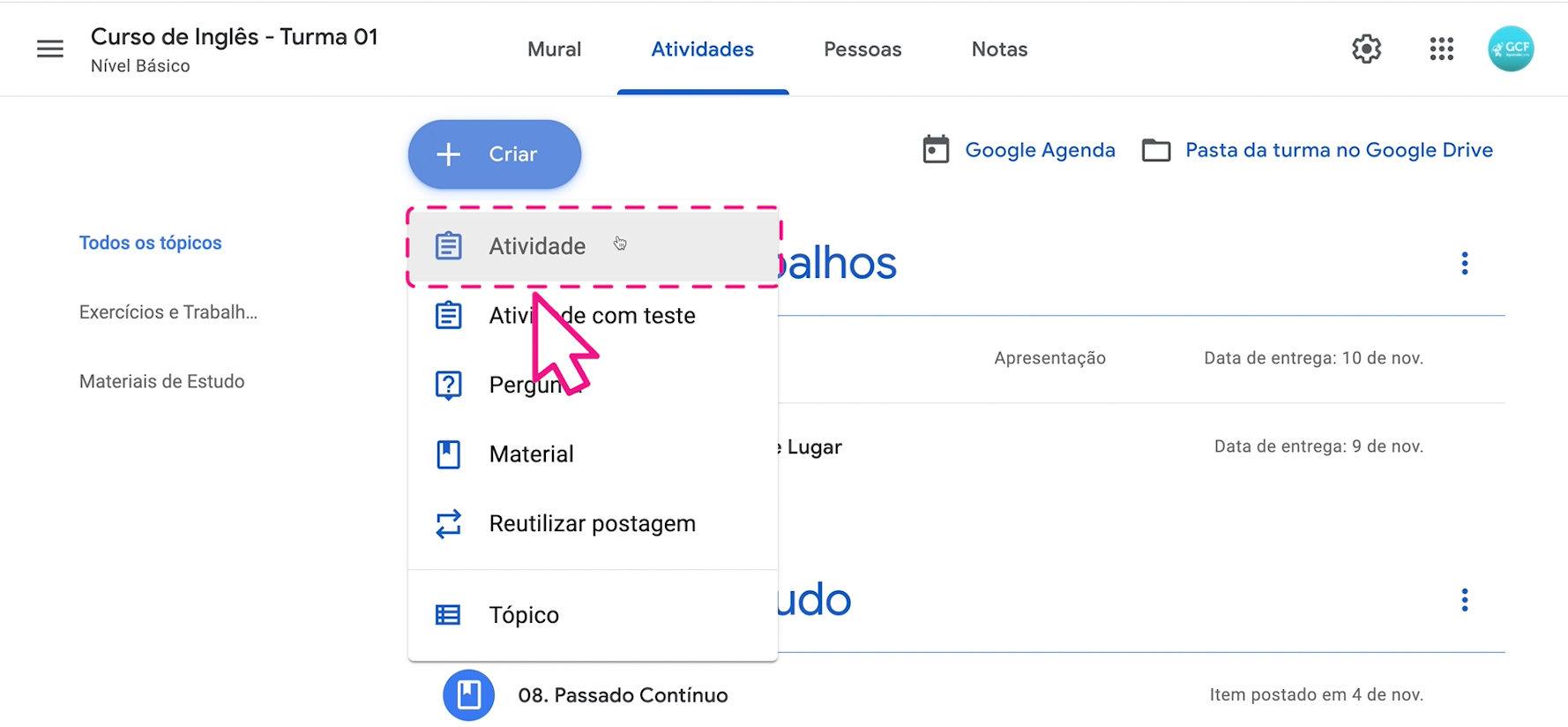 Como criar trabalhos em grupo no Google Sala de Aula 17